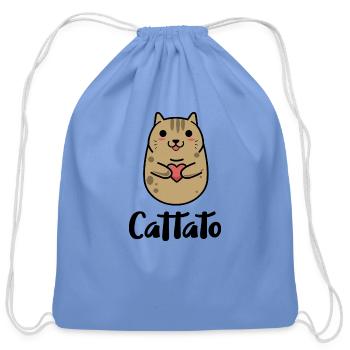 Funny Cat Pottato - Cotton Drawstring Bag - carolina blue - Front