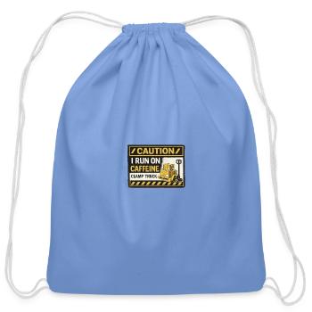Caffeine Powered Clamp Truck - Cotton Drawstring Bag - carolina blue - Front