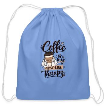Coffee First-Line Therapy - Cotton Drawstring Bag - carolina blue - Front