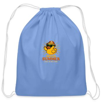 Summer Rubber Ducky - Cotton Drawstring Bag - carolina blue - Front