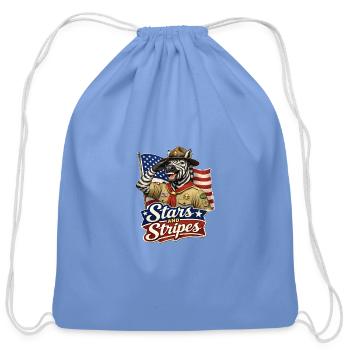 Zebra Scout Stars and Stripes - Cotton Drawstring Bag - carolina blue - Front