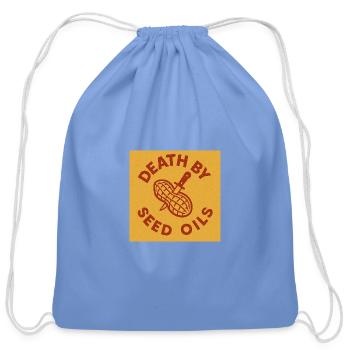 Death by Seed Oils - Cotton Drawstring Bag - carolina blue - Front