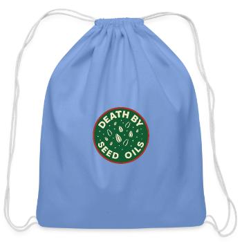 Death by Seed Oils Christmas Special - Cotton Drawstring Bag - carolina blue - Front