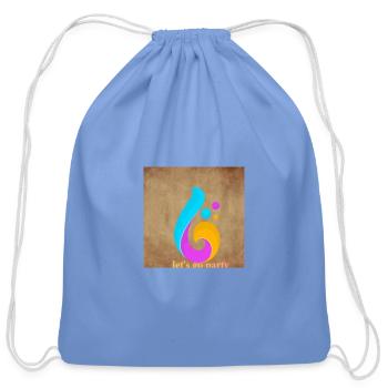 Color Burst Swirl Party - Cotton Drawstring Bag - carolina blue - Front