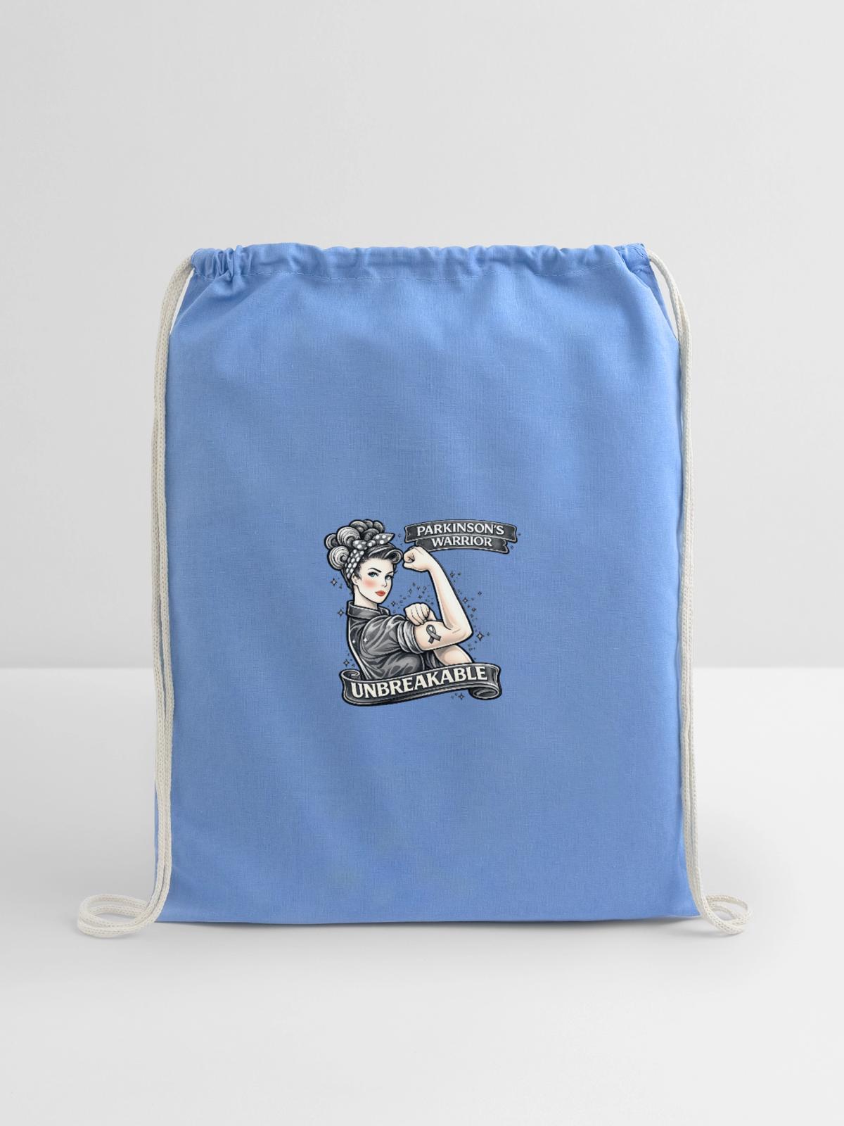 Parkinson Warrior Unbreakable - Cotton Drawstring Bag - carolina blue - Front