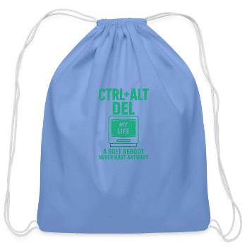 Retro Computer Monitor – Ctrl+Alt+Del My Life - Cotton Drawstring Bag - carolina blue - Front