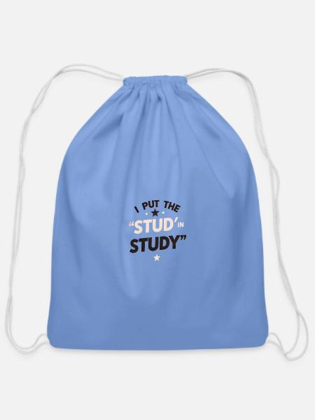 Humorous Academic Motivation Graphic - Cotton Drawstring Bag - carolina blue