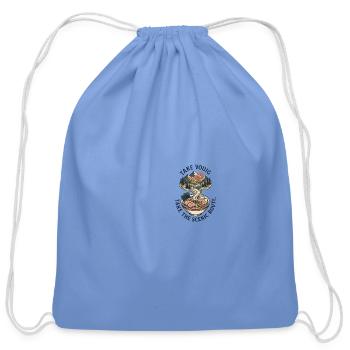 Ramen Mountain Scenic Route Funny Food T-Shirt - Cotton Drawstring Bag - carolina blue - Front