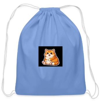  Cute Chubby Orange Cat Kawaii Chibi Tabby Kitten - Cotton Drawstring Bag - carolina blue - Front