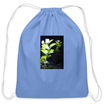 mirror and flower - Cotton Drawstring Bag - carolina blue - Front