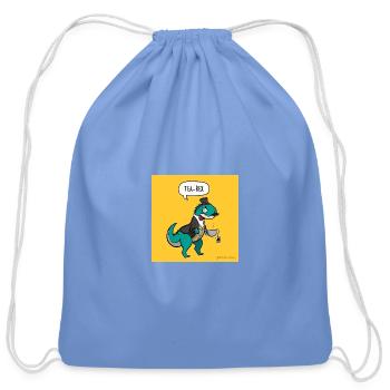 Tea Rex Gentle Dino Tee - Cotton Drawstring Bag - carolina blue - Front