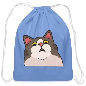 Surprised Tabby Cartoon - Cotton Drawstring Bag - carolina blue - Front