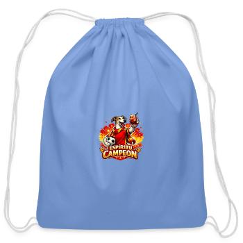 Spanish Greyhound Soccer Fan – Viva España! - Cotton Drawstring Bag - carolina blue - Front