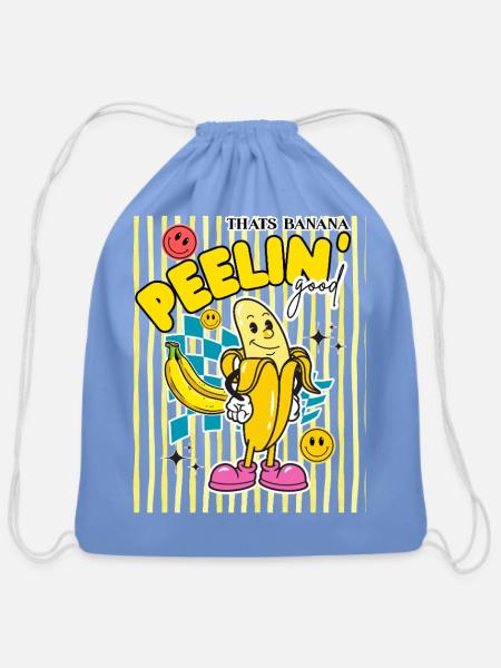 Peelin' Good Banana Retro - Cotton Drawstring Bag - carolina blue