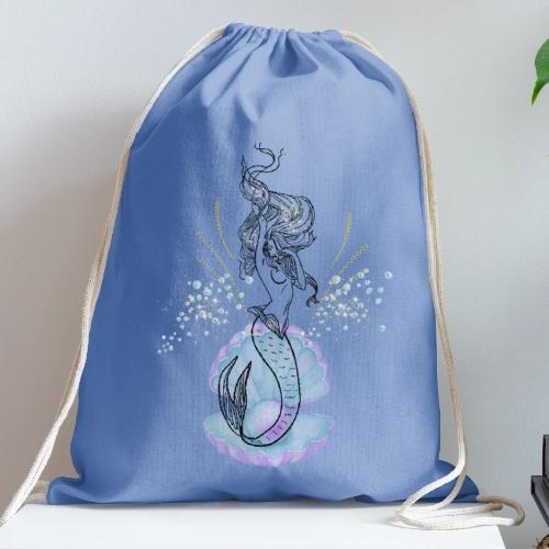 Mermaid Ocean Goddess In Shell - Fairytale Design - Cotton Drawstring Bag