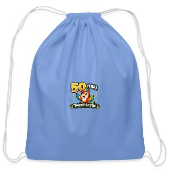 Tweet-tastic 50th Anniversary Parrot - Cotton Drawstring Bag - carolina blue - Front