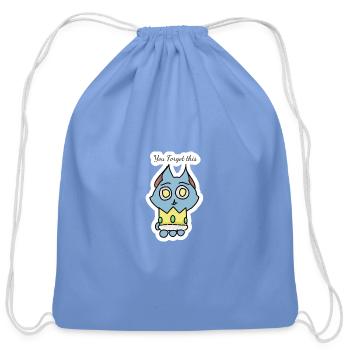 Blue Crowned Kitten Sticker - Cotton Drawstring Bag - carolina blue - Front