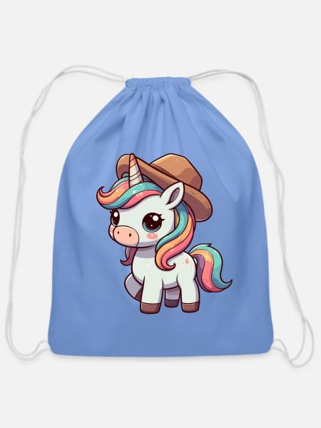 Stylish Centaur with Hat - Cotton Drawstring Bag - carolina blue
