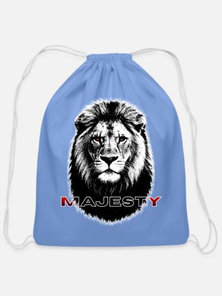 Majesty Lion Emblem - Cotton Drawstring Bag - carolina blue