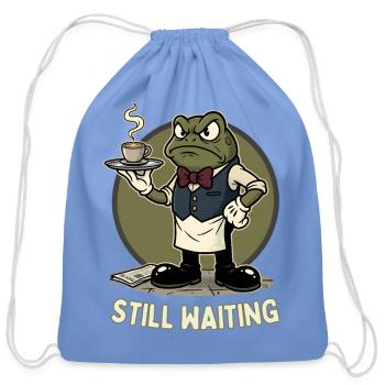Frog Waiter with Coffee Tray - Cotton Drawstring Bag - carolina blue - Front