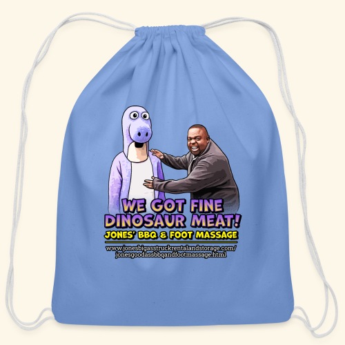 Dinosaur Meat design - Jones BBQ & Foot Massage - Cotton Drawstring Bag