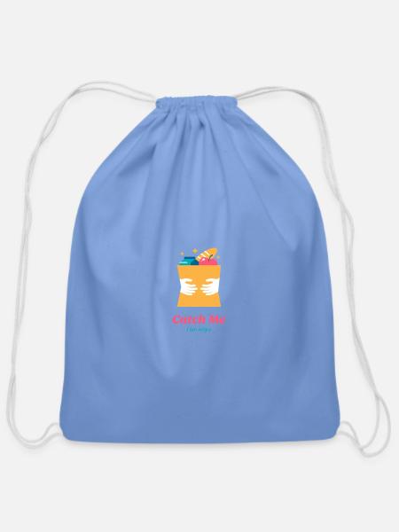 Angry Grocery Bag Cartoon - Cotton Drawstring Bag - carolina blue