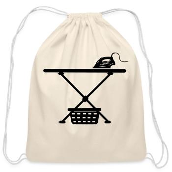 Iron ironing board and laundry basket - Cotton Drawstring Bag - natural - Front