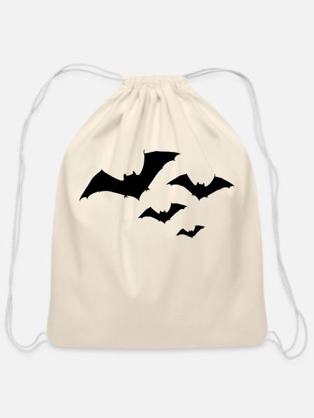 Bat Bats 1c - Cotton Drawstring Bag - natural