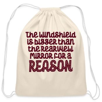 Windshield is bigger than the rearview mirror... - Cotton Drawstring Bag - natural - Front