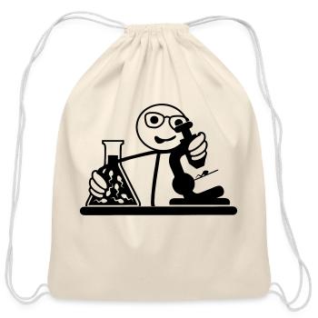 Biologist looks at seed in microscope - Cotton Drawstring Bag - natural - Front