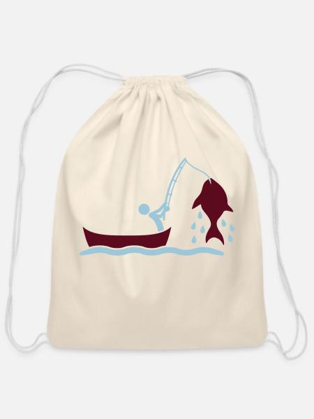 Fishing - Cotton Drawstring Bag - natural