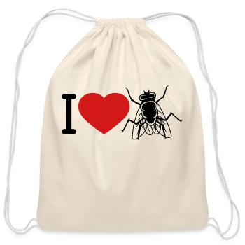 I Love House Fly - Cotton Drawstring Bag - natural - Front