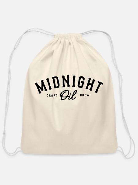 midnight oil - Cotton Drawstring Bag - natural