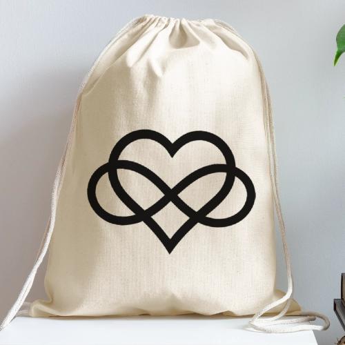 Infinity Heart (black) - Cotton Drawstring Bag