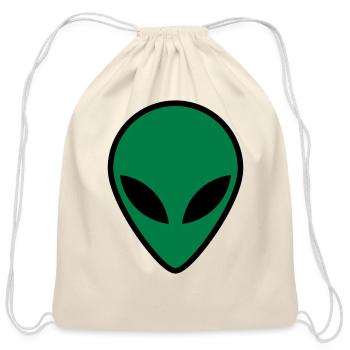 Alien Face - Cotton Drawstring Bag - natural - Front