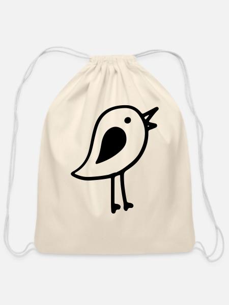 Bird - Bird Watching - Cotton Drawstring Bag - natural
