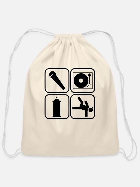 elements of hip hop - Cotton Drawstring Bag - natural