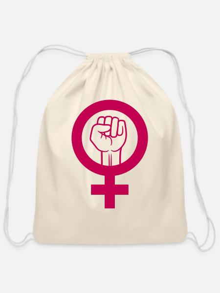 symbol women rights fist - Cotton Drawstring Bag - natural