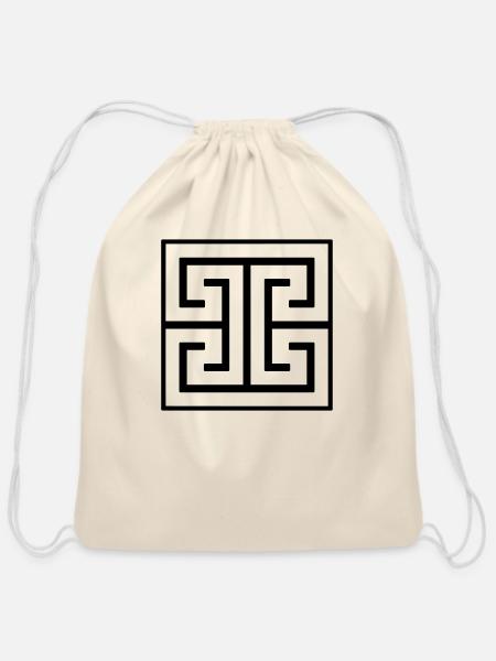 Greek decoration 3 - Cotton Drawstring Bag - natural