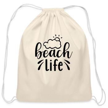 beach life - Cotton Drawstring Bag - natural - Front