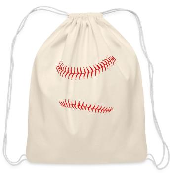 baseball stitches in single color - Cotton Drawstring Bag - natural - Front