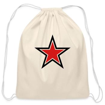 SHARP shape red and BLACK star outlined - Cotton Drawstring Bag - natural - Front