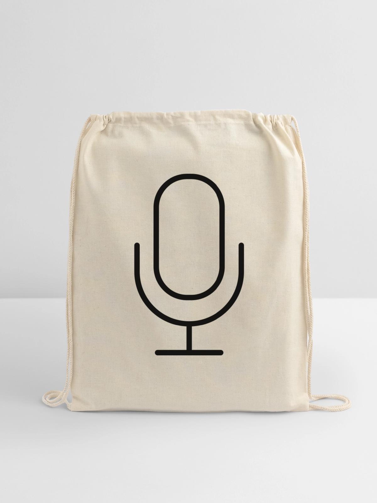 Podcast Microphone - Cotton Drawstring Bag - natural - Front