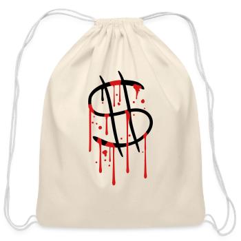 blood drops graffiti wet spray dollar symbol sign - Cotton Drawstring Bag - natural - Front