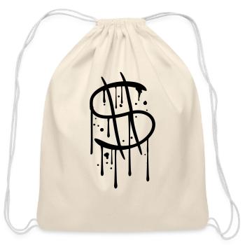 drop graffiti wet spray dollar symbol sign richnes - Cotton Drawstring Bag - natural - Front
