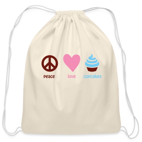 Peace Love Cupcakes - Cotton Drawstring Bag