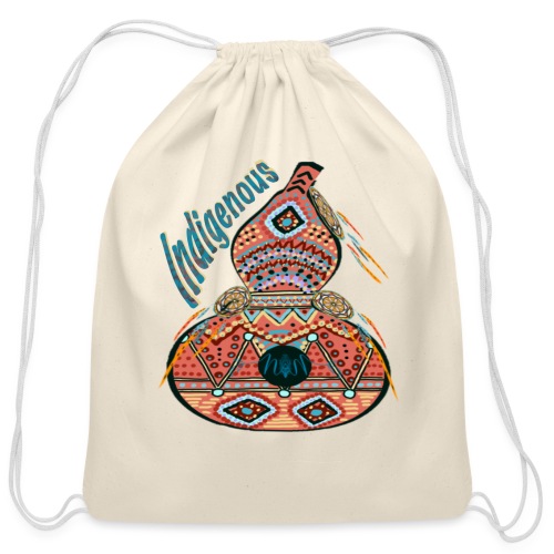 Indigenous Birdhouse FULL Front - Cotton Drawstring Bag