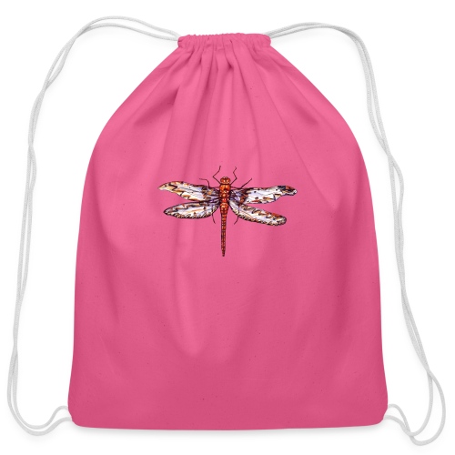 Dragonfly red - Cotton Drawstring Bag