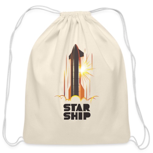Star Ship Mars - Light - Cotton Drawstring Bag