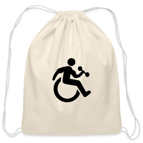Image of wheelchair user who does bodybuilding - Cotton Drawstring Bag